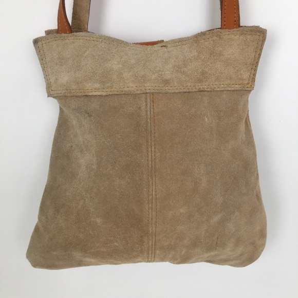 Vintage Mont-Abur Boho Tooled Leather Suede Shoulder Bag Purse Hippie Floral - Picture 7 of 15